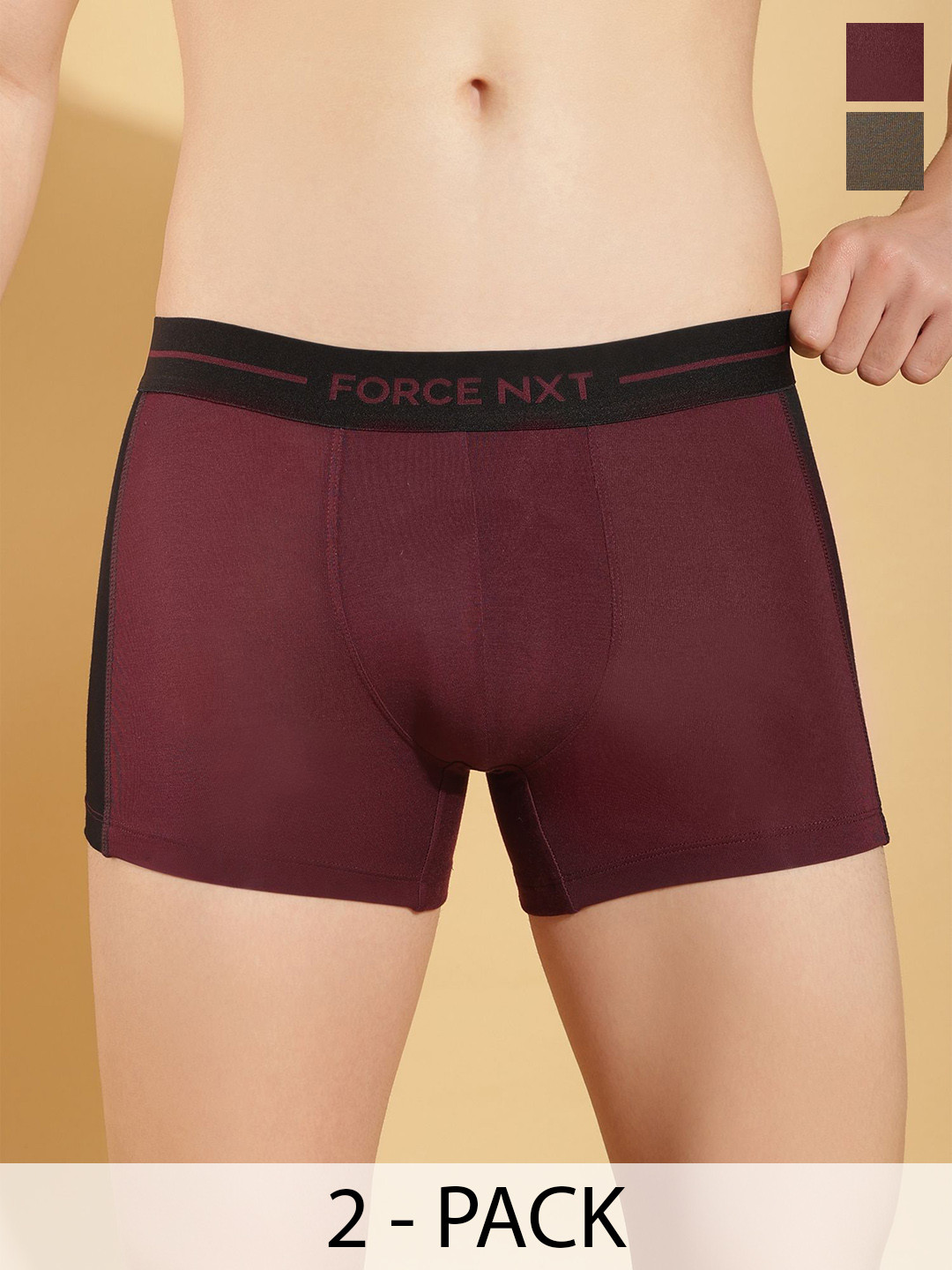Force NXT Men Pack Of 2 Assorted Colourblocked Long Trunks MNFS-22-COL-45-PO2