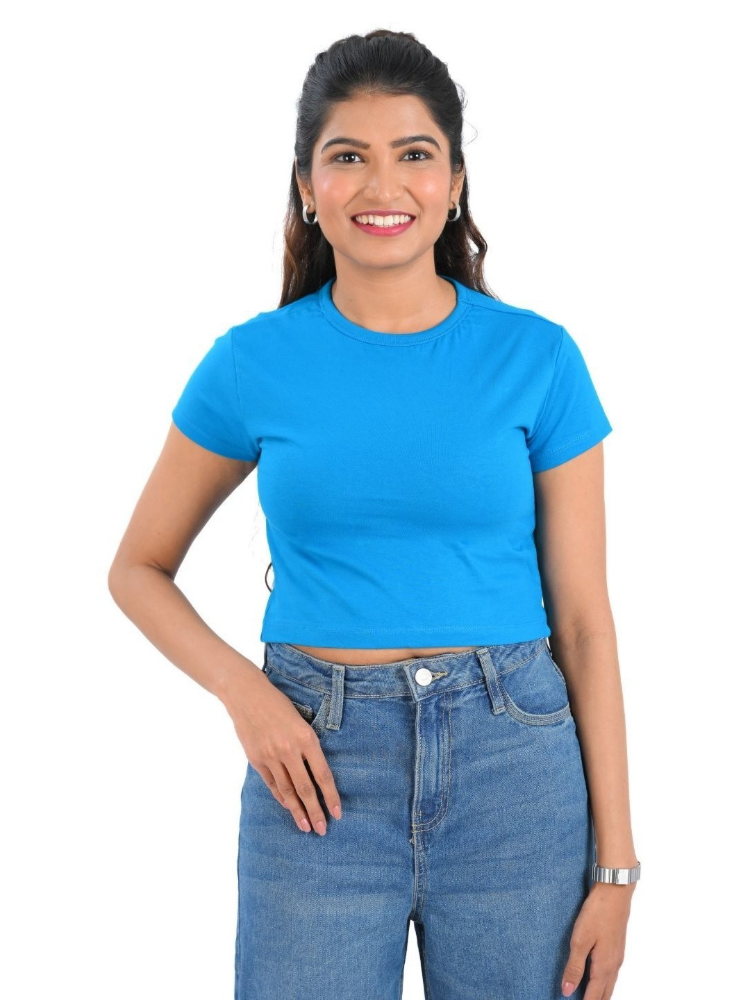 30 Looks Women Solid Round Neck Cotton T-shirt