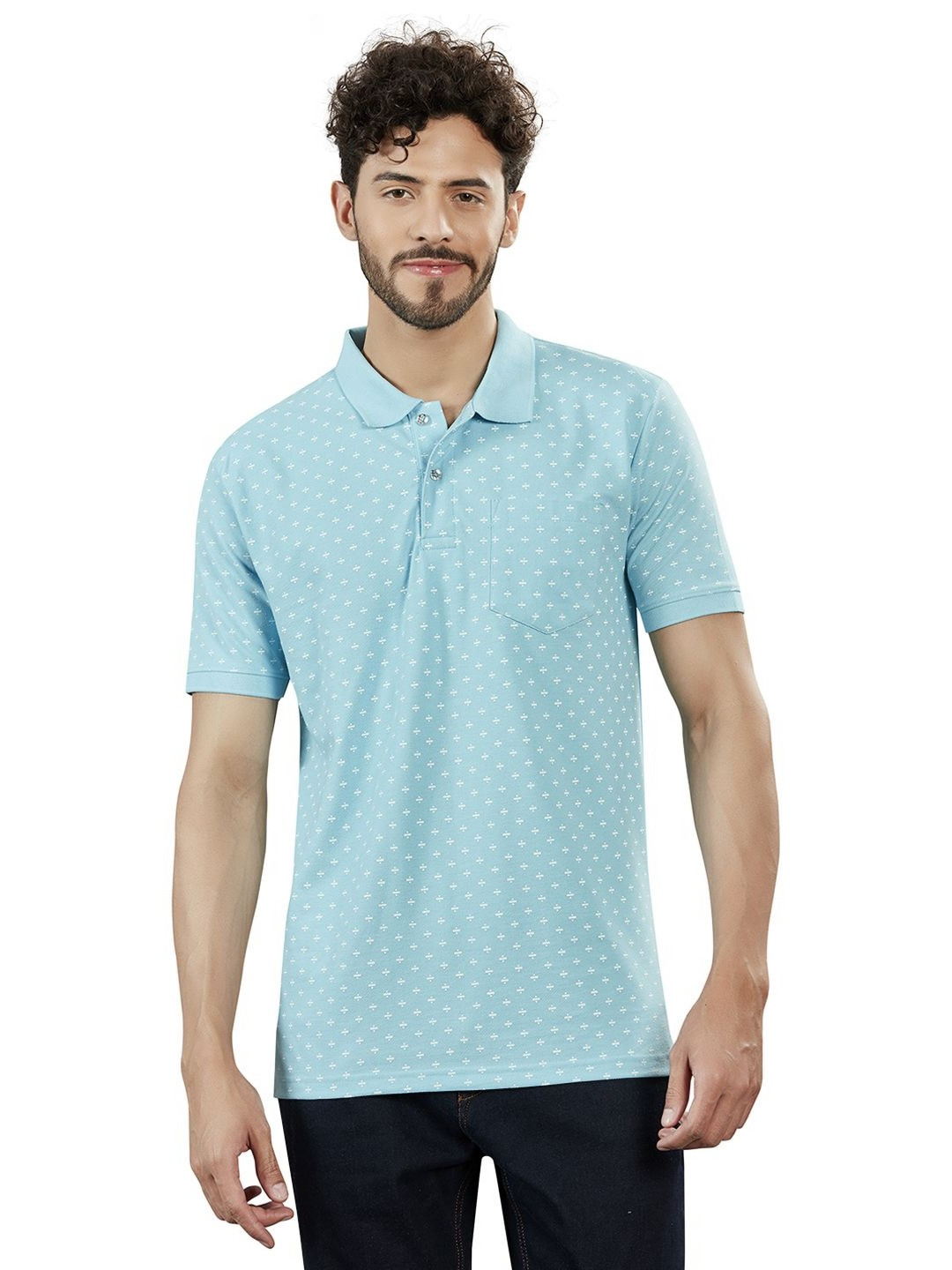 BE POSITIVE Men Turquoise Polo Collar T-shirt