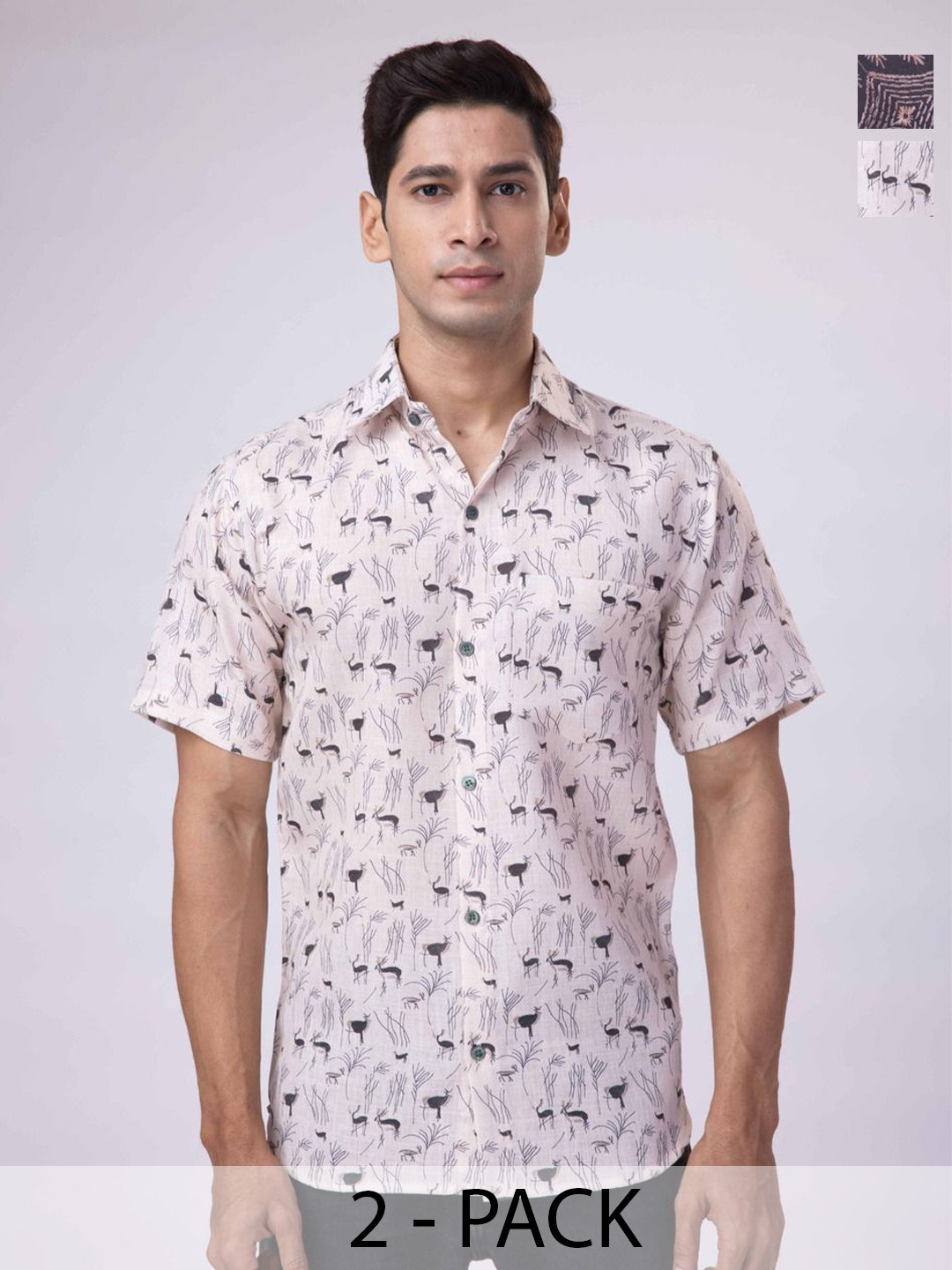Big Bunny Men Pack Of 2 Printed Casual Shirt