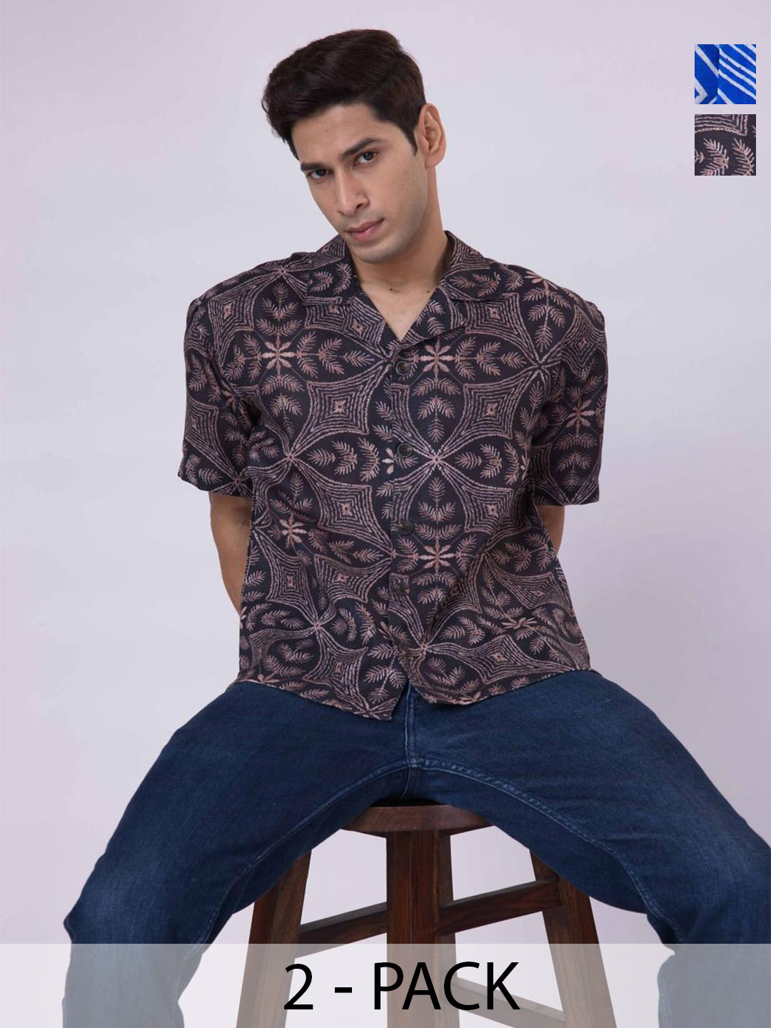 Big Bunny Men Pack of 2 Opaque Wrinkle Free Printed Casual Shirt