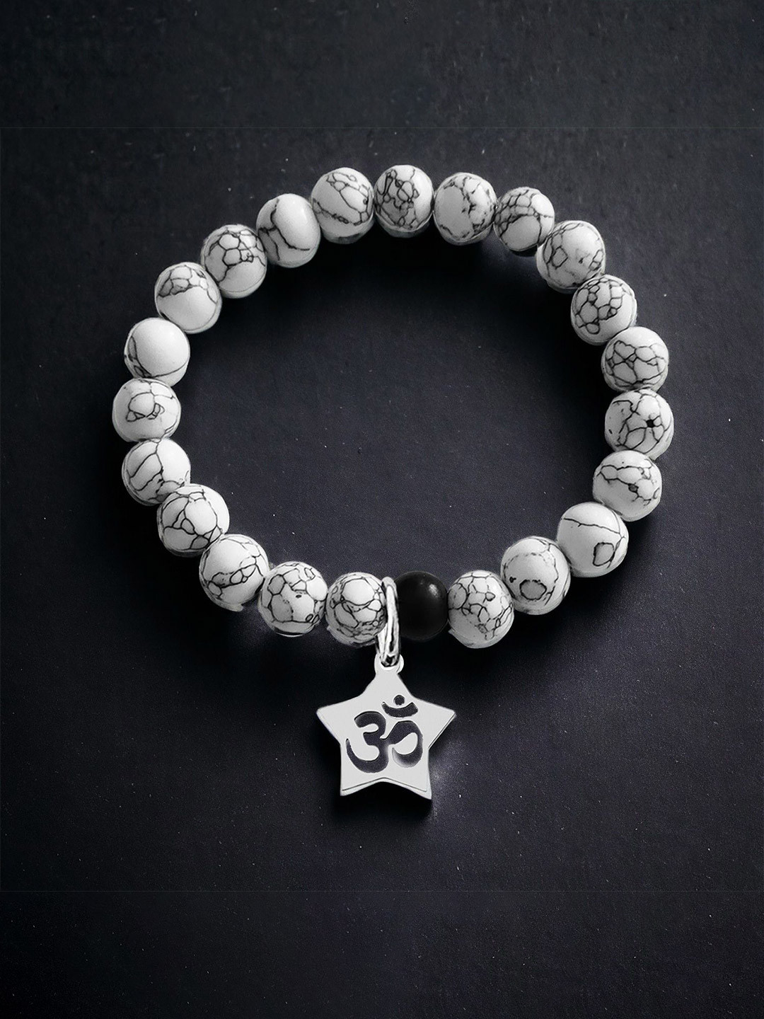 M Men Style Natural Gemstone Artificial Beaded Elasticated Bracelet