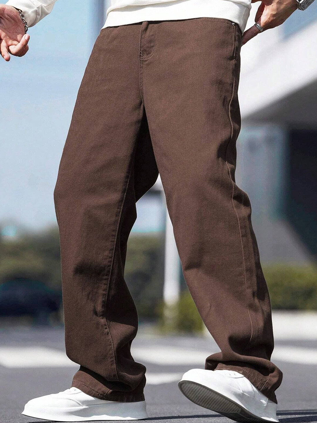 SZN Men Regular Fit High-Rise Coffee Brown Jeans