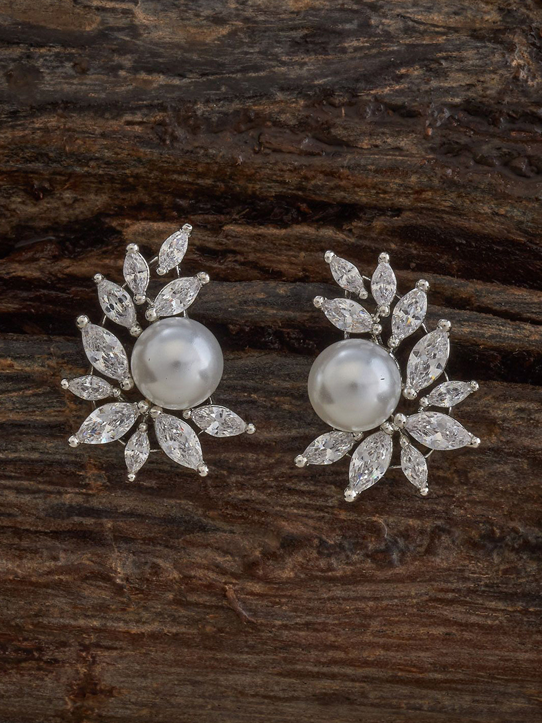 Kushal's Fashion Jewellery Rose-Gold Embellished Bridal Red Contemporary Hoop Earrings