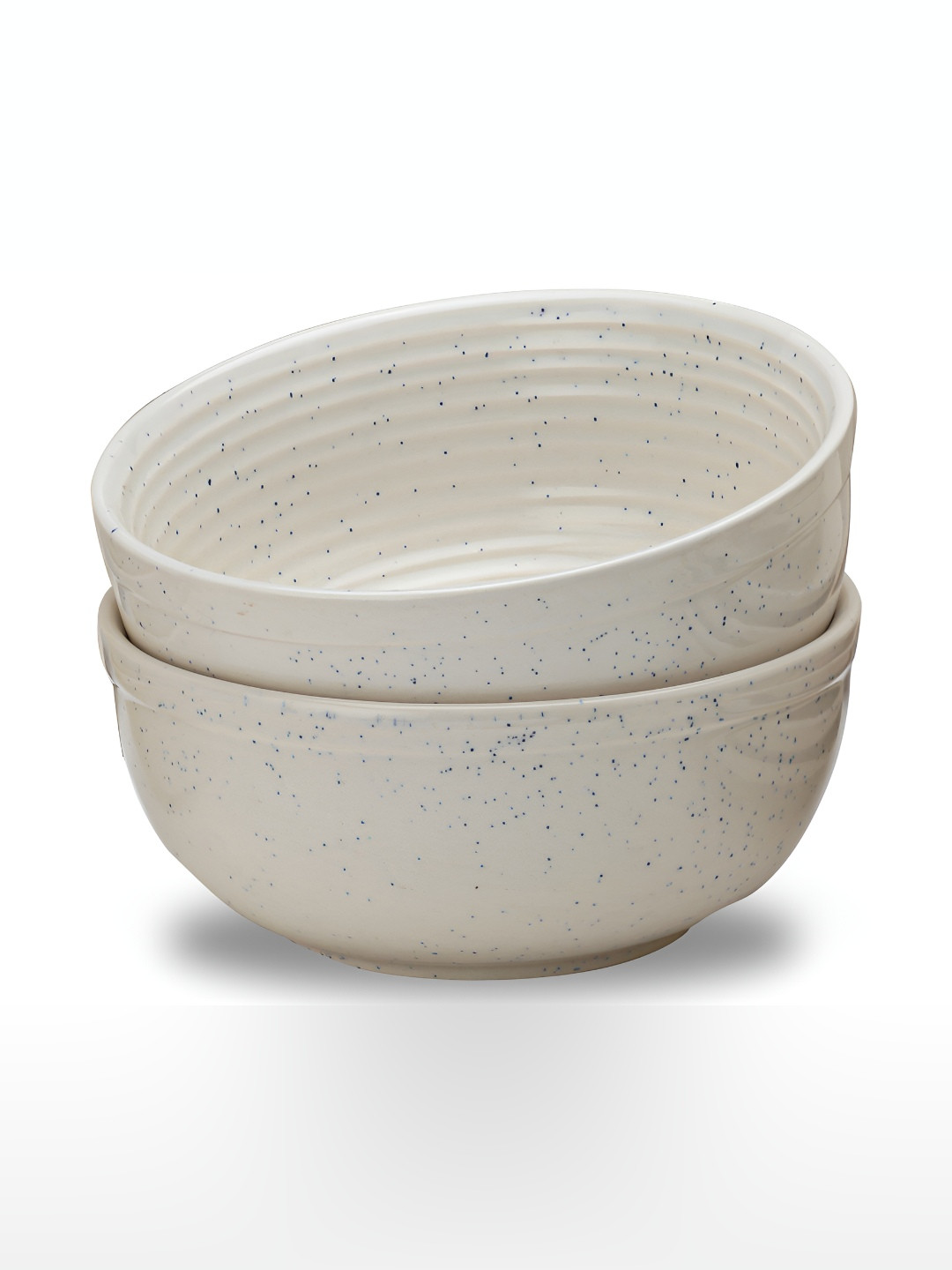 BODHI HOUSE Off White & Blue 2 Pieces Ceramic Dishwasher and Microwave Safe Core Bowls