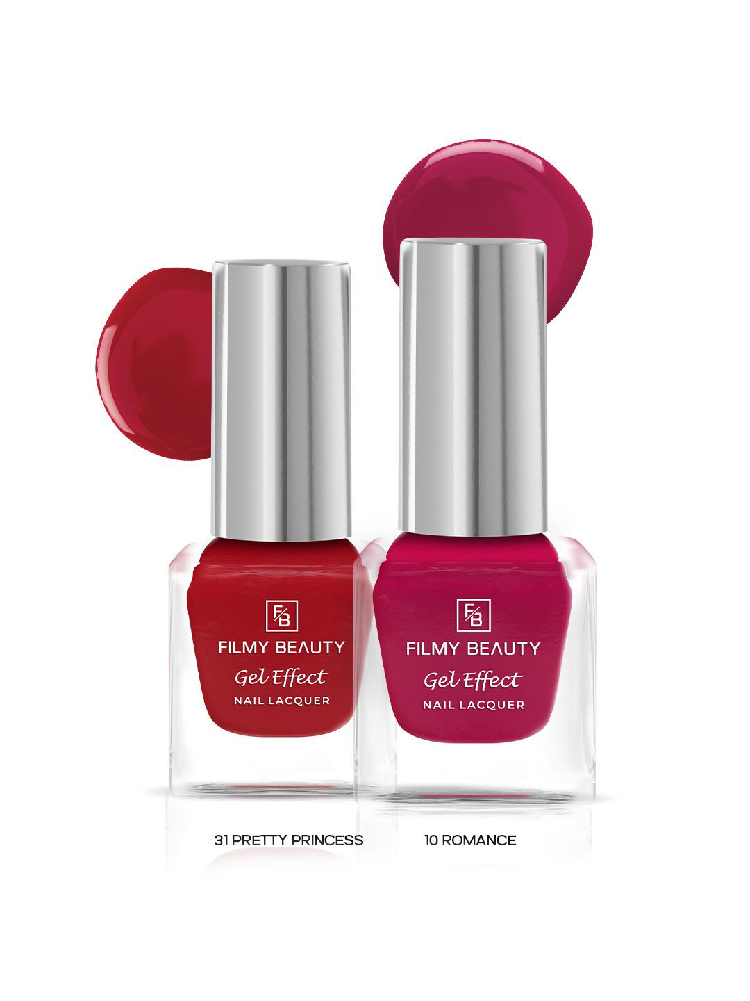 FILMY BEAUTY Set Of 2 Gel Effect Nail Polish- 10 ml Each- Pretty Princess 31- Romance 10