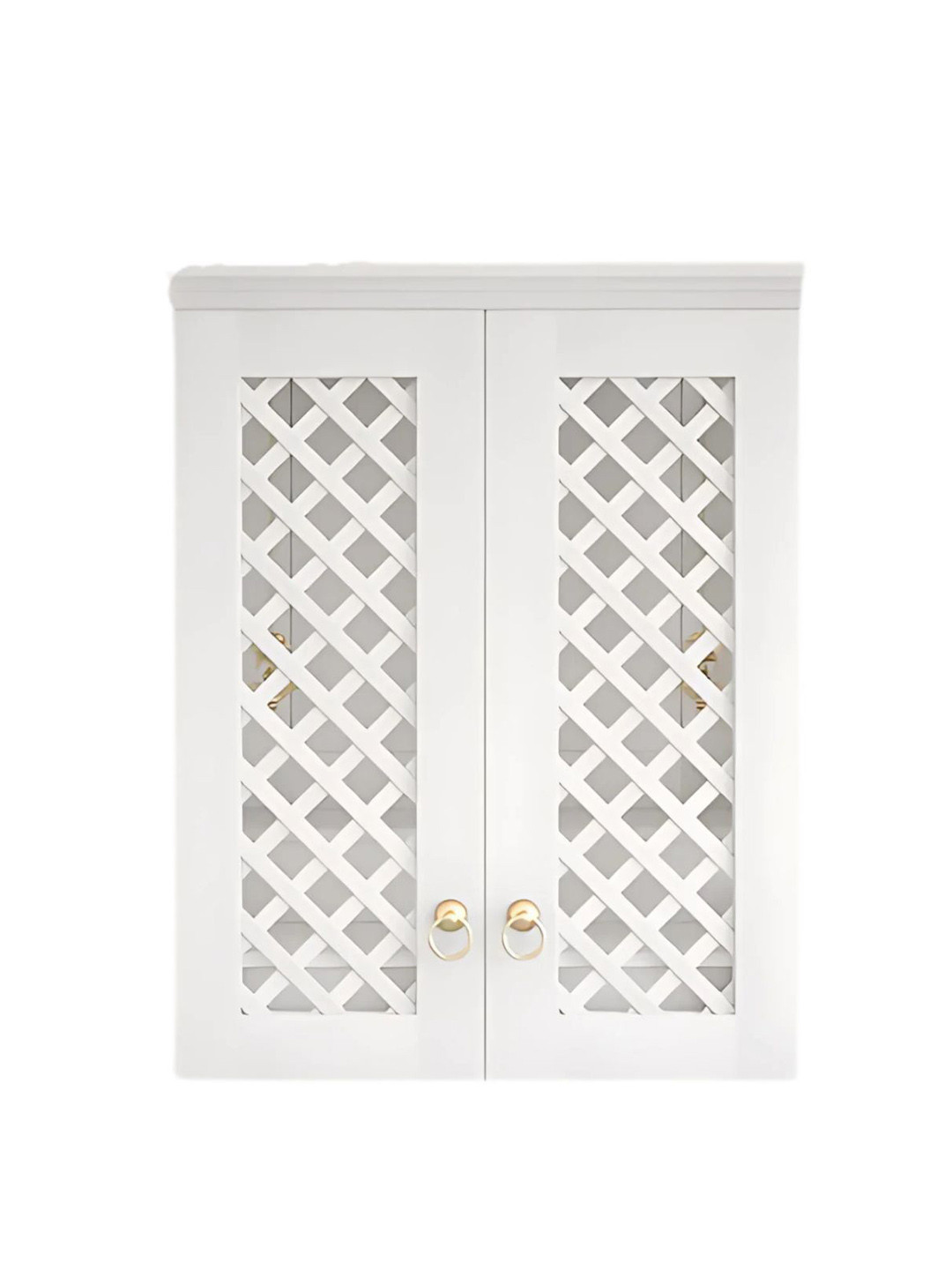 DZYN Furnitures White & Yellow Textured Wooden Vedic Sthana Pooja Mandir With Door