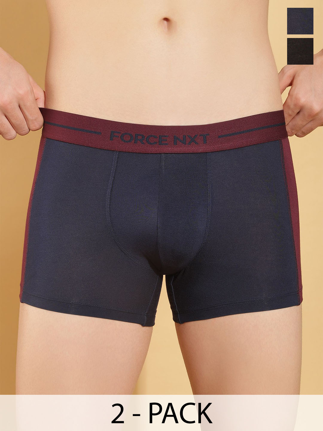 Force NXT Men Pack Of 2 Colourblocked Long Trunks MNFS-22-COL-23-PO2