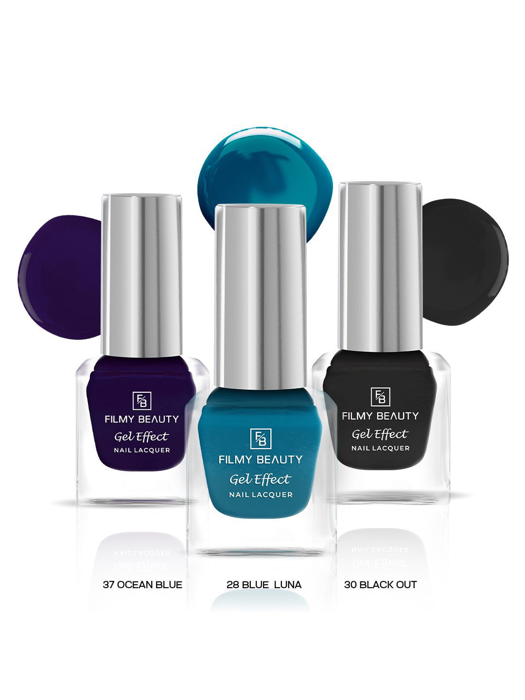 FILMY BEAUTY Set Of 3 Gel Effect Nail Polish- 10 ml Each- Shade- 37- 28- 30