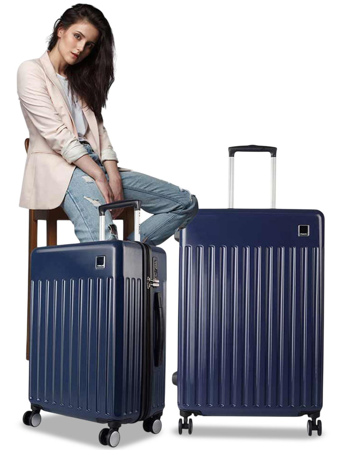 TIMUS Set Of 2 Textured Hard-Sided Trolley Bag