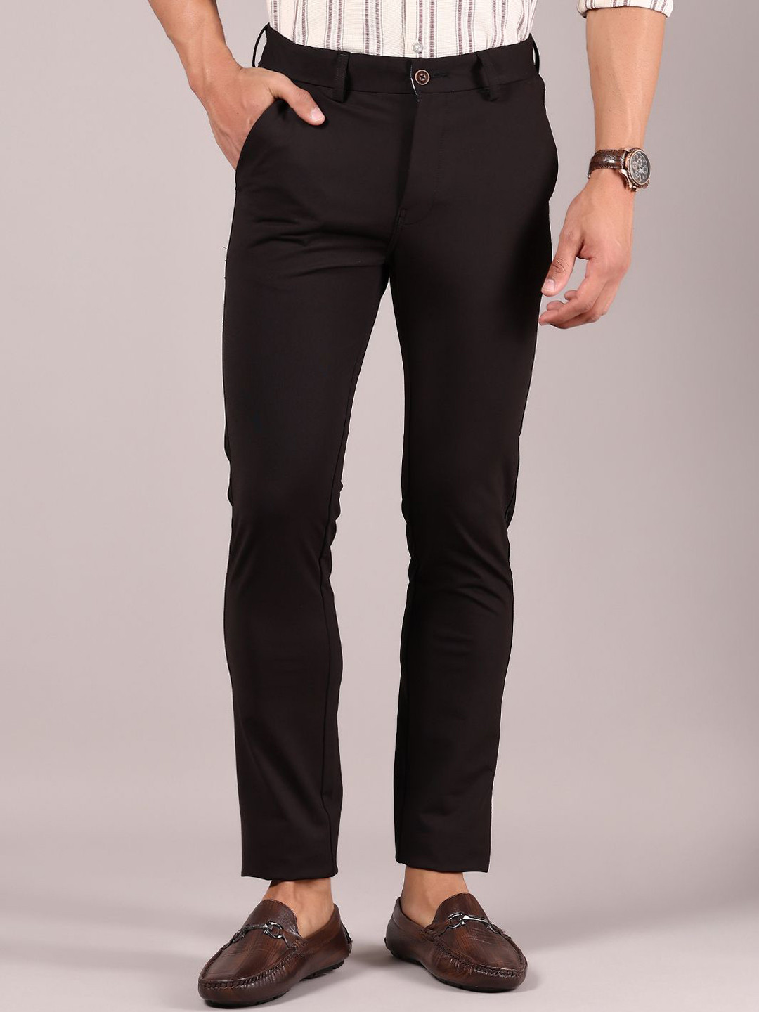 V-Mart Men Regular Fit 4 Way Stretch Chinos Cotton Casual Trousers