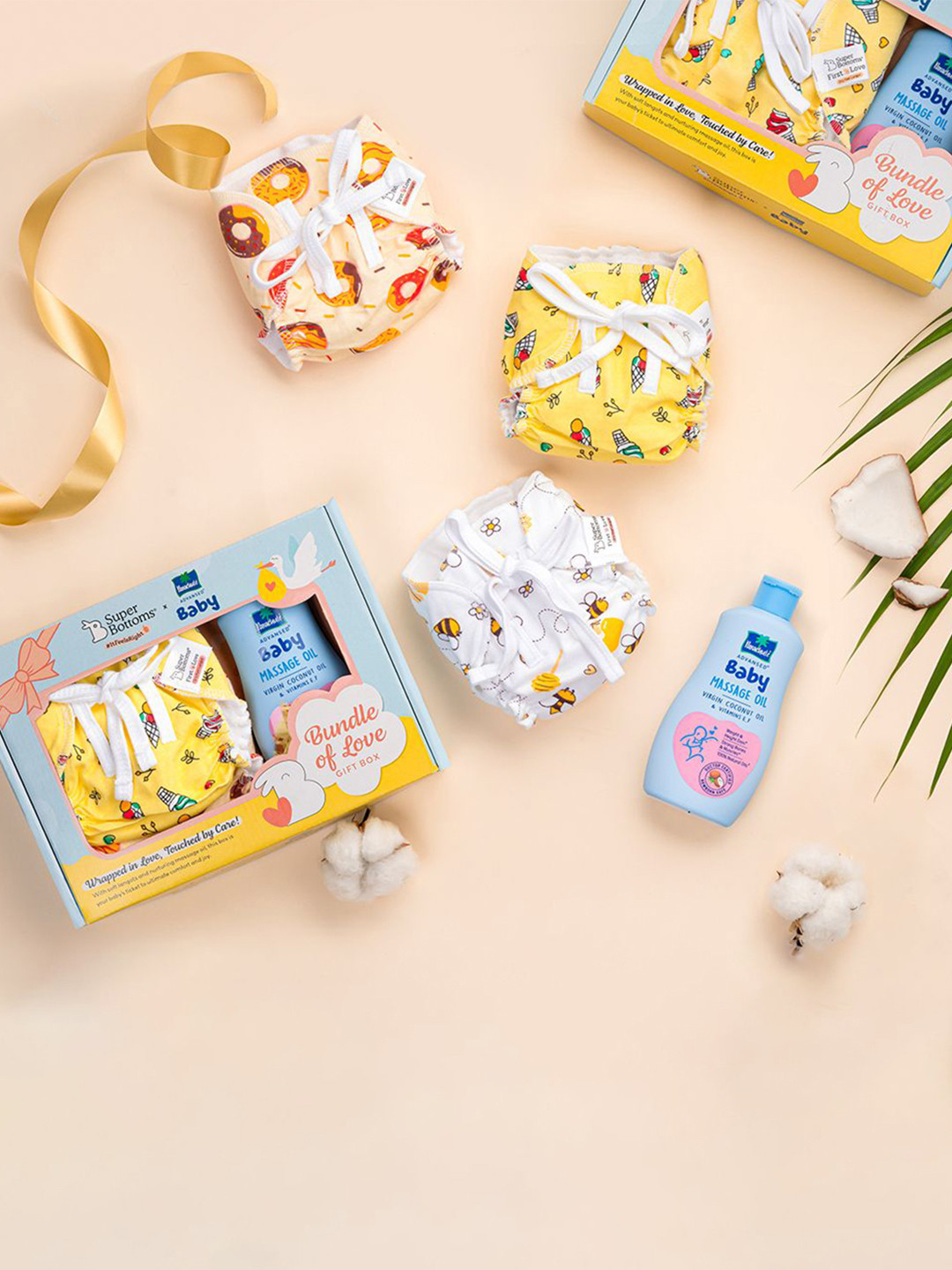 SuperBottoms NewBorn Gift Set with Dry Feel Baby langot & Parachute Massage Oil -Upto 5KG