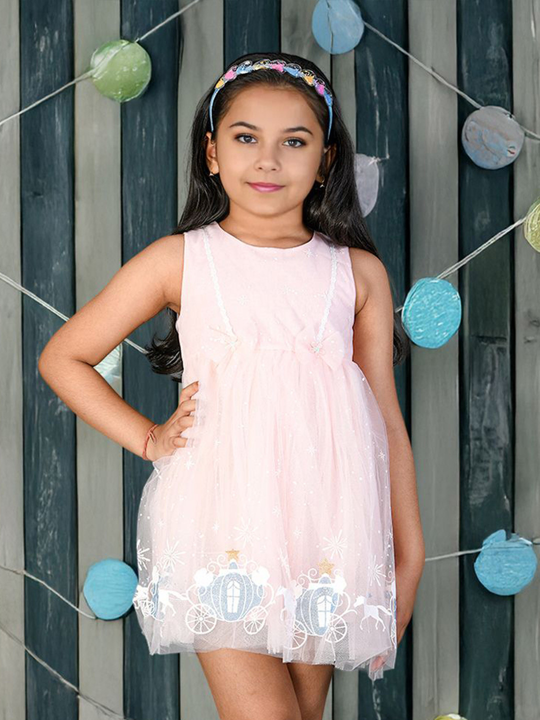 Kids On Board Girls Net Fit & Flare Dress