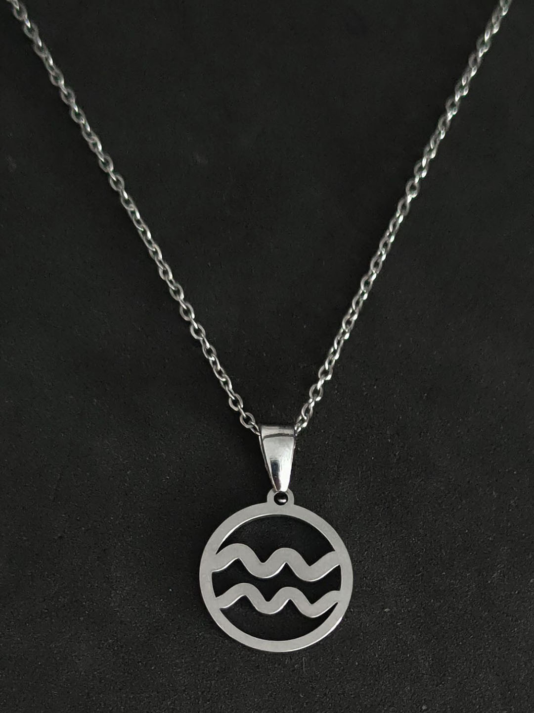 M Men Style Stainless Steel Silver-Plated Astrology Lovers Cancer Pendant