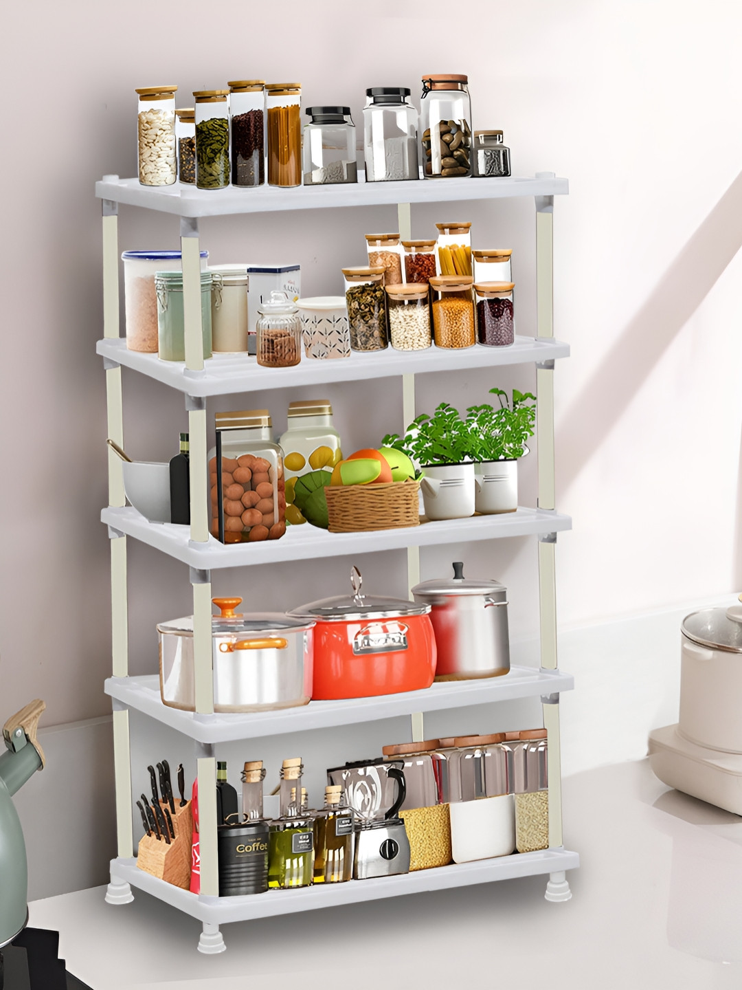 Urban Choice White 5-Layer Kitchen Tray Shelf Organizer