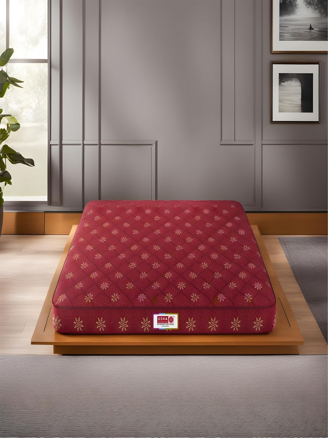 USHA SHRIRAM Resteria Golden Fibre Tech. Coir Foam Double Size 6 Inch Mattress (78X48)