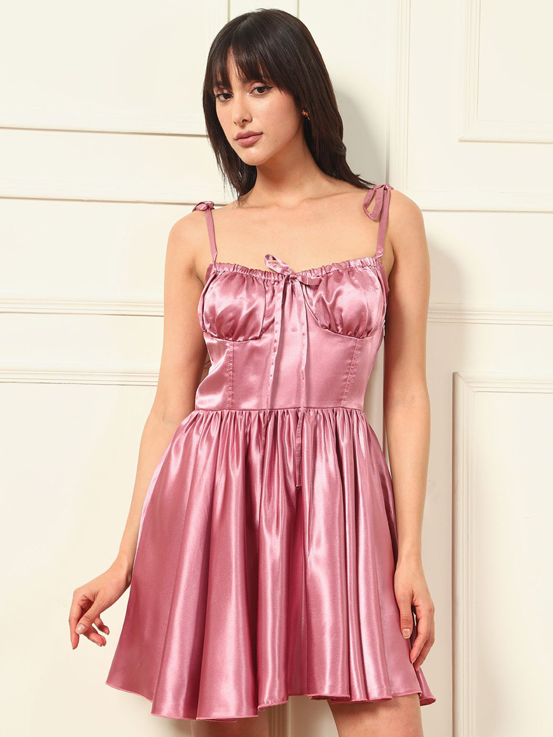 TANDUL Women Exquisite Pink Satin Dress