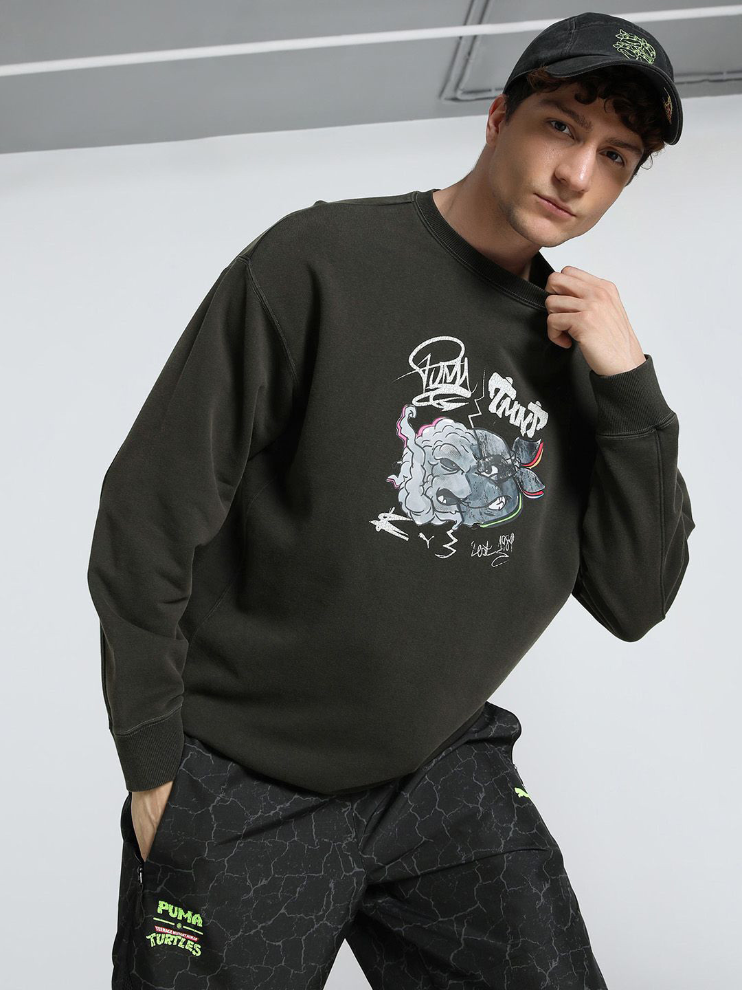 Puma x Teenage Mutant Ninja Turtles Men Graphic Pure Cotton Relaxed-Fit Sweatshirt