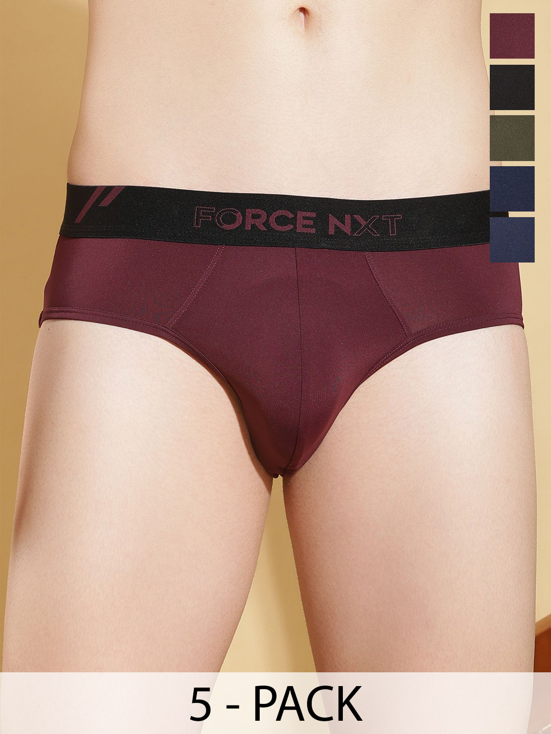 Force NXT Men Pack Of 5 Assorted Cotton Basic Briefs MNFG-91-MULTI-PO5
