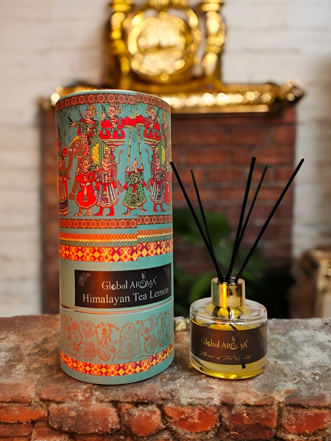 GLOBAL AROMA Blue & Red Himalayan Tea Lemon Reed Aroma Oil Diffuser & Sticks 120ml