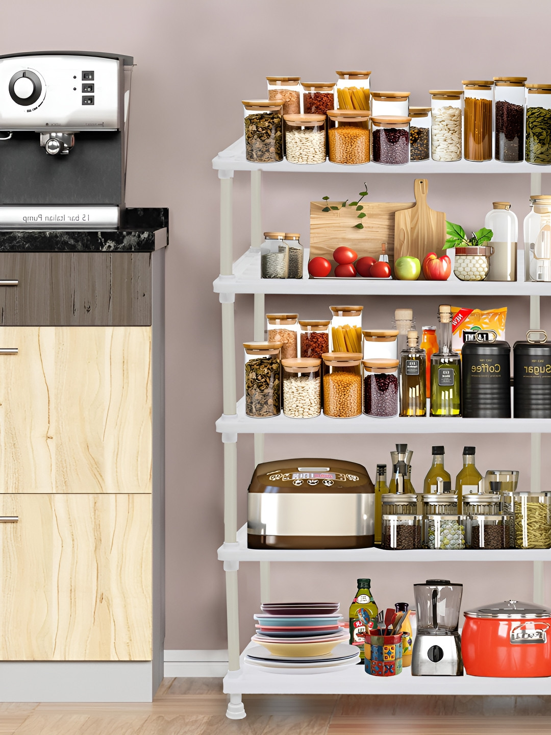 Urban Choice White 5-Layer Kitchen Tray Shelf Organizer