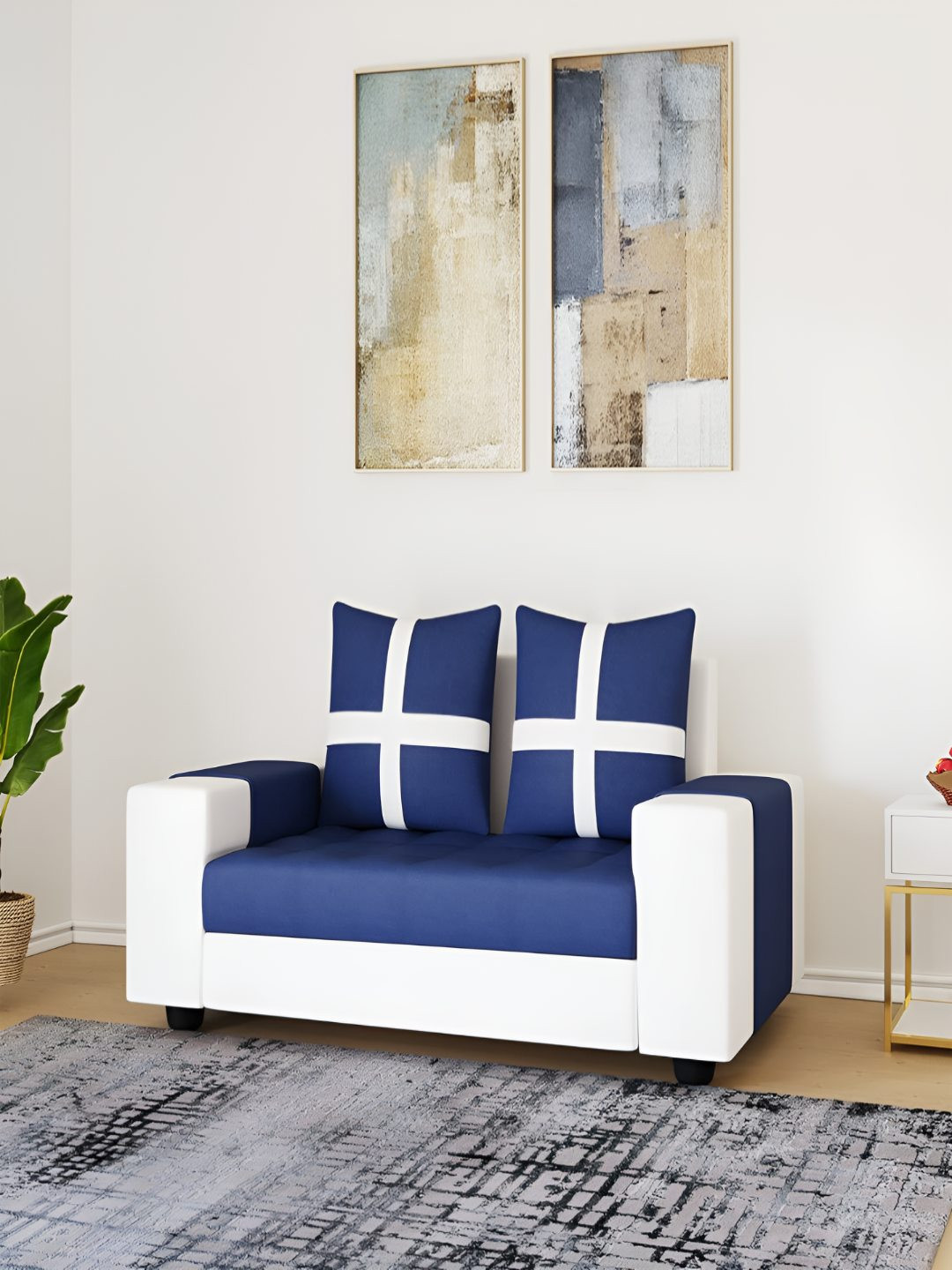 Torque Blue Premium 2 Seater Sofa Set