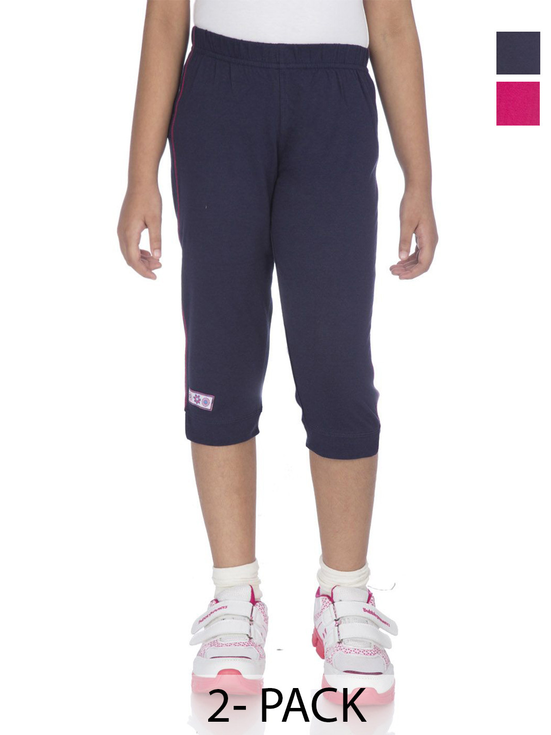 OCEAN RACE Girls Pack Of 2 Relaxed Fit Mid-Rise Cotton Capris