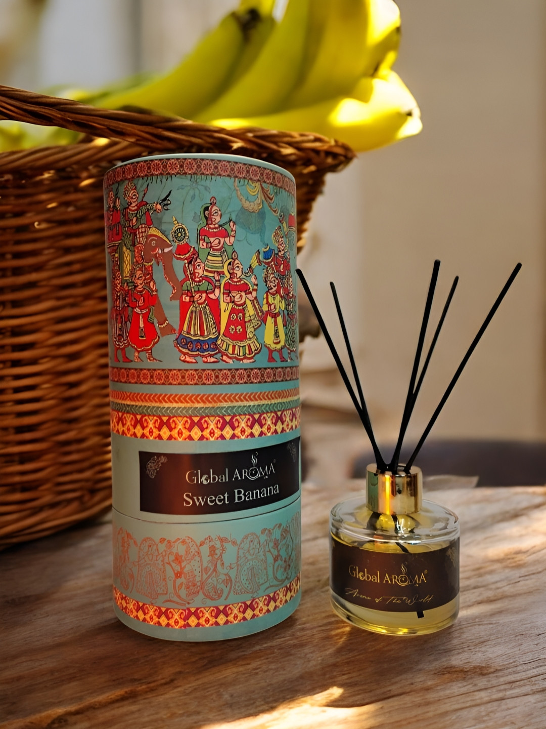 GLOBAL AROMA Blue & Red Sweet Jasmine Reed Aroma Oil Diffuser & Sticks 120ml
