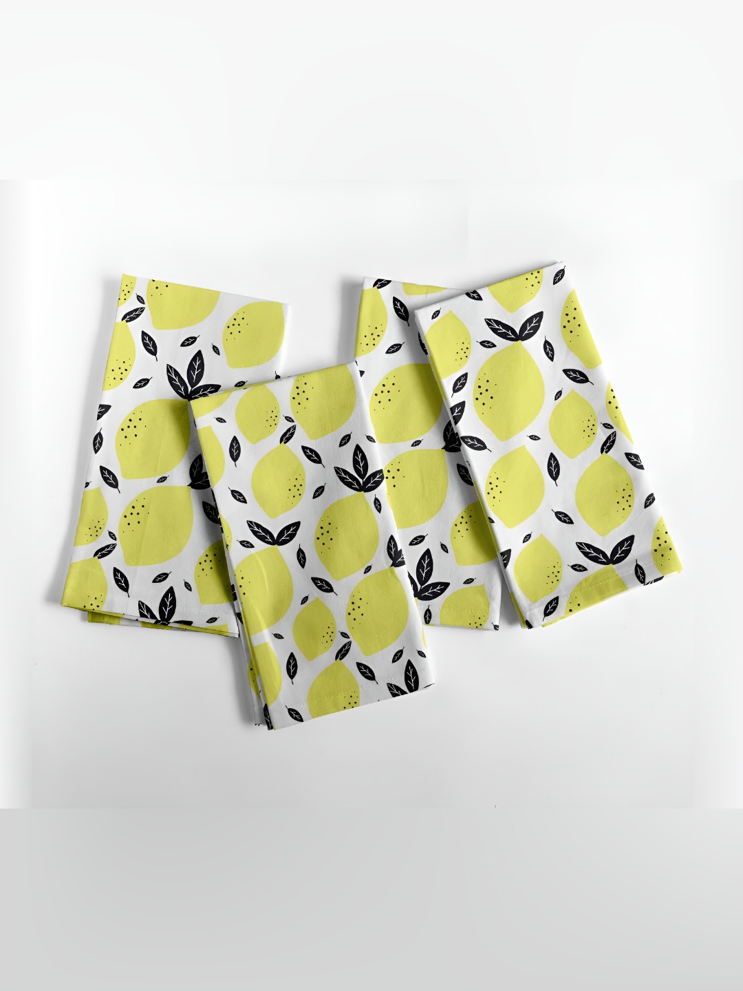 Vargottam Yellow & Black 12 Pieces Printed Cotton Reusable & Disposable Table Napkins