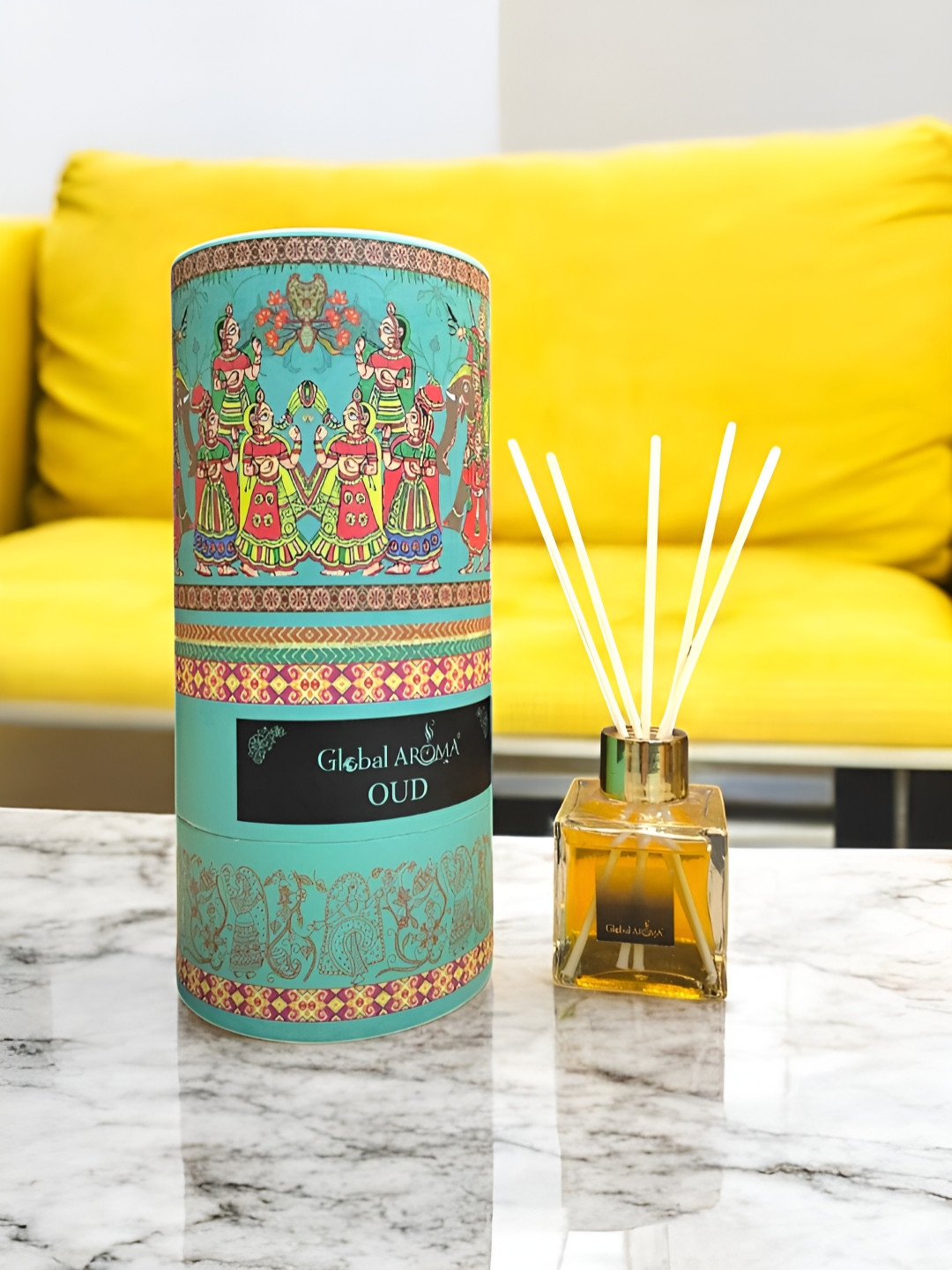 GLOBAL AROMA Blue & Red Oud Reed Aroma Oil Diffuser & Sticks 100ml