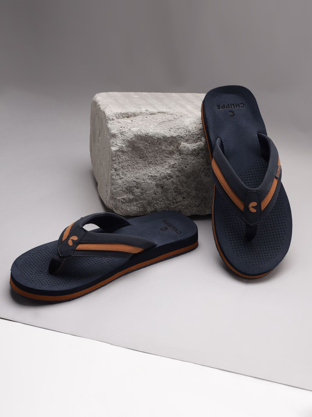 Chupps Men NAVY TAN TRIFUSE Doctor Ultra Soft Ortho Flip-Flops