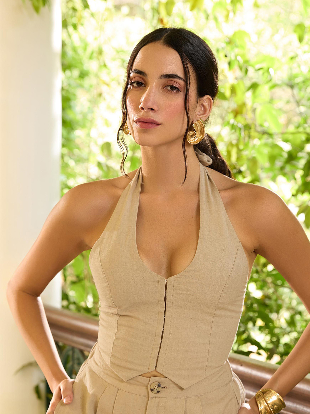 THE CLOTHING FACTORY Halter Neck Cotton Top