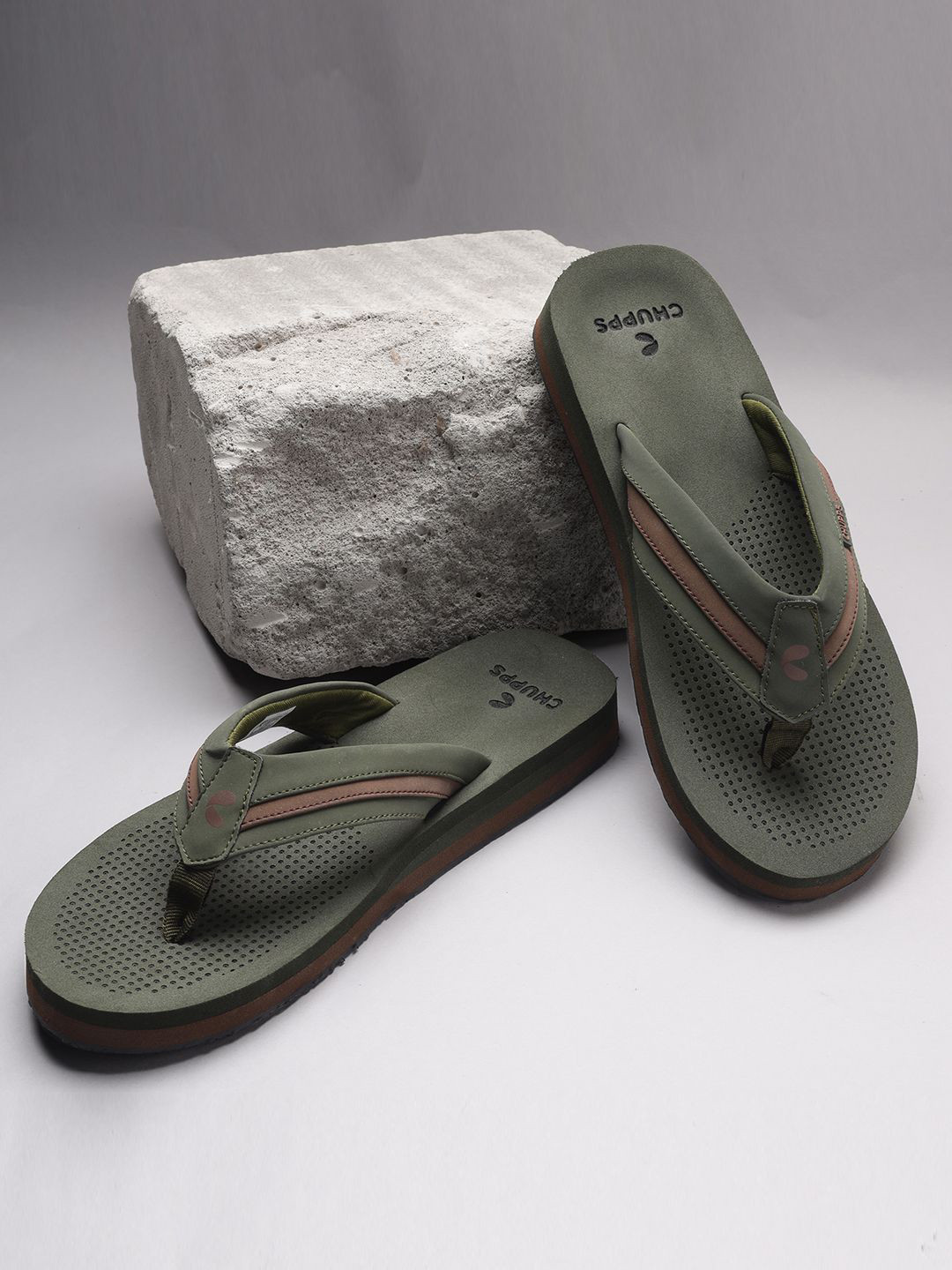 Chupps Men Olive TRIFUSE Doctor Ultra Soft  Ortho Flip-Flops