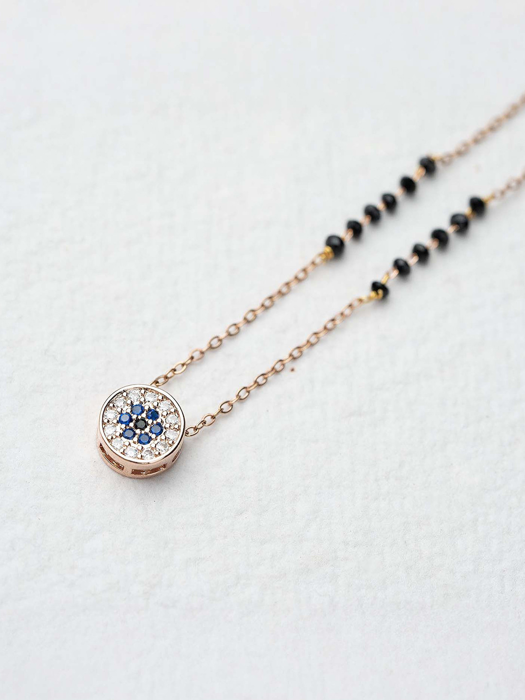Mesmerize Stainless Steel Rose Gold-Plated Gold Evil Eye Mangalsutra