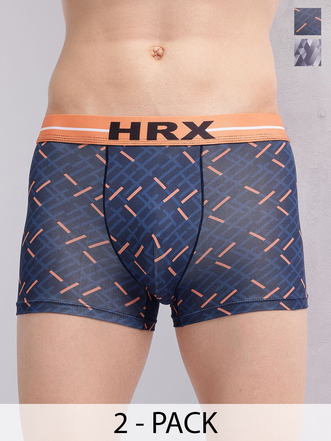 HRX by Hrithik Roshan Men Pack Of 2 Printed Short Trunks HTO-PV-Print-101-103-S
