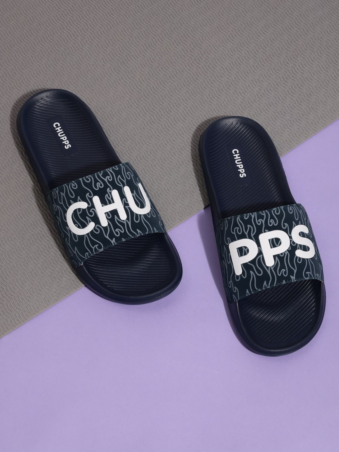 CHUPPS Men Flame Navy Casual Sliders