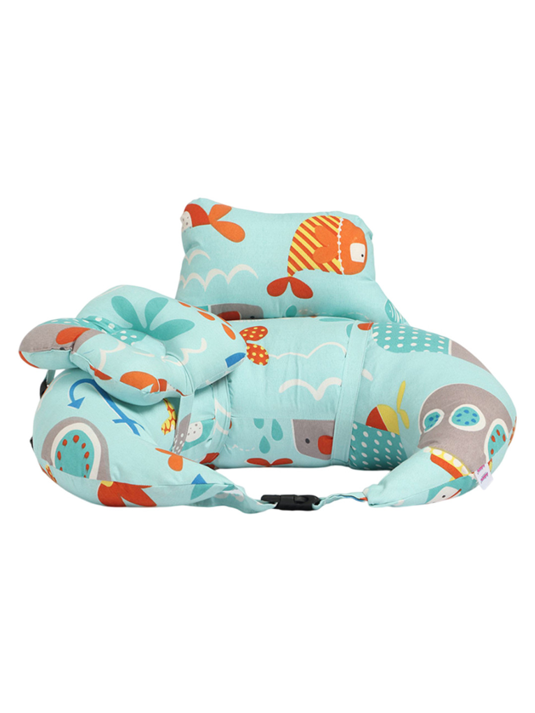 Adore Infants Blue Multipurpose Feeding Pillow With Fence Protection & Adjustable Belt