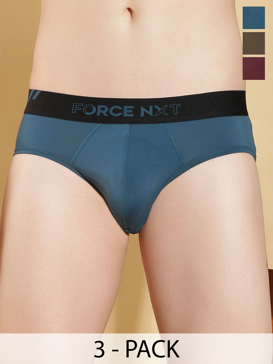 Force NXT Pack Of 3 Assorted Basic Briefs MNFG-91-COL-345-PO3