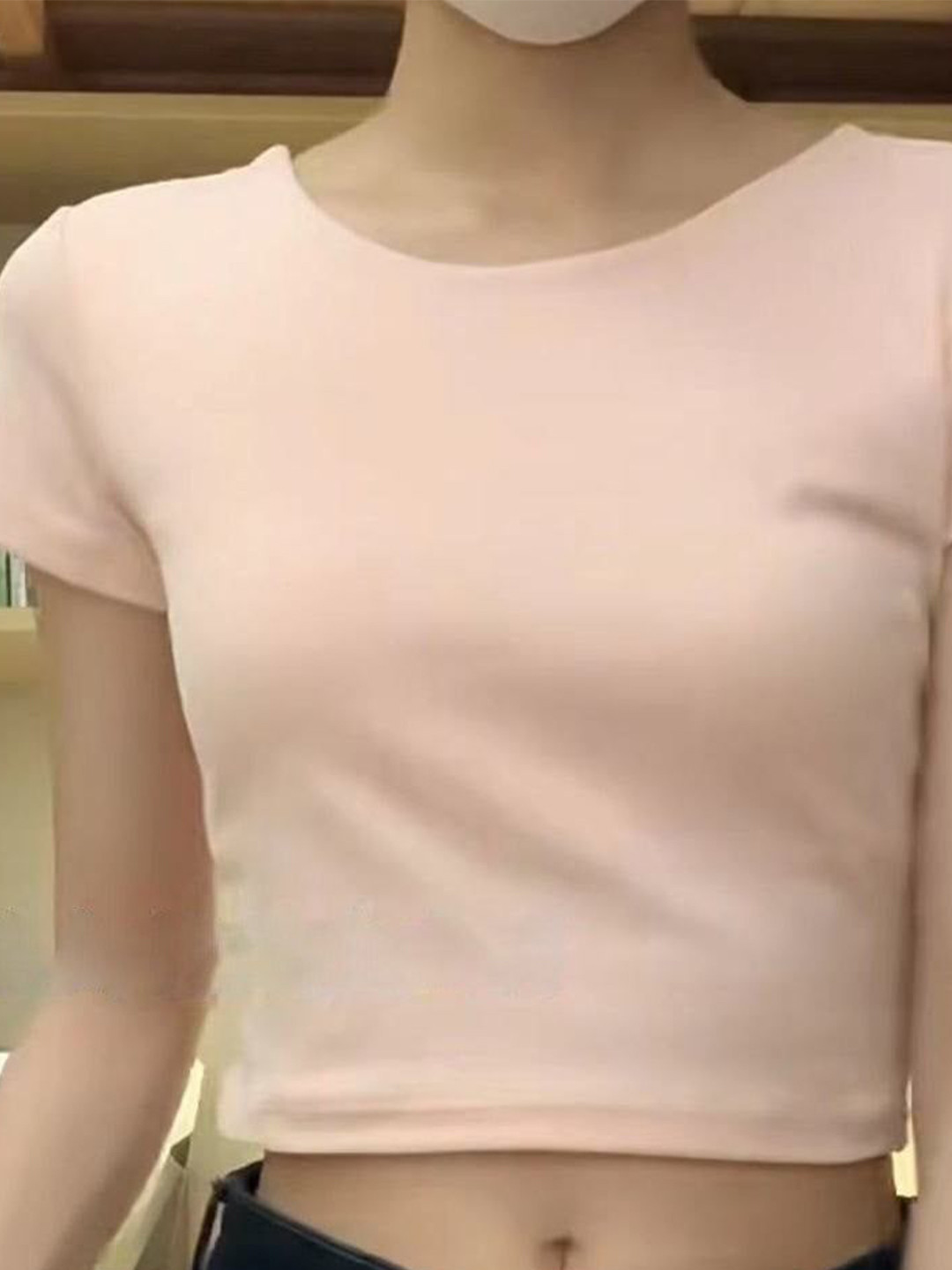 Outzidr Pink Crop Top With Cutout Detail