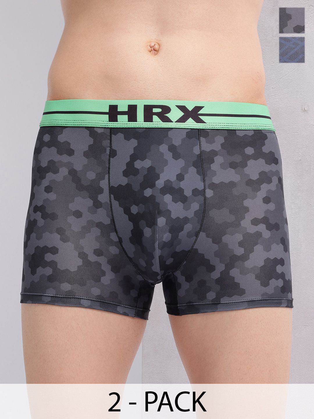 HRX by Hrithik Roshan Pack Of 2 Printed Short Trunks