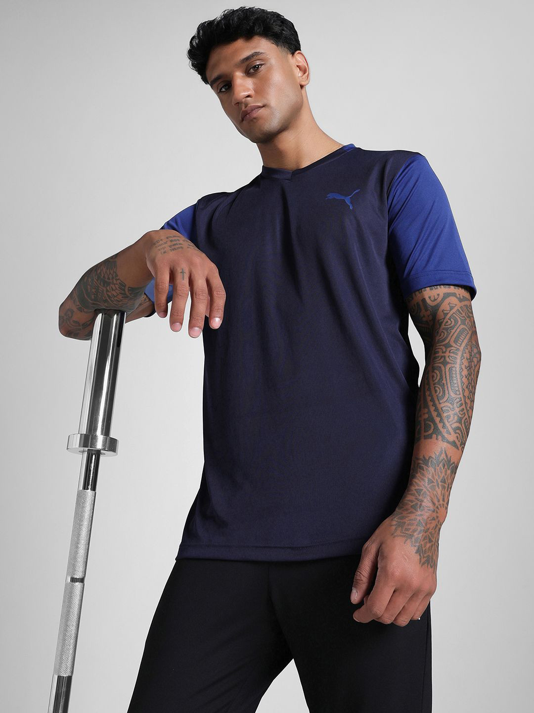 Puma Performance Color Block Men Regular Fit Knitted T-shirt