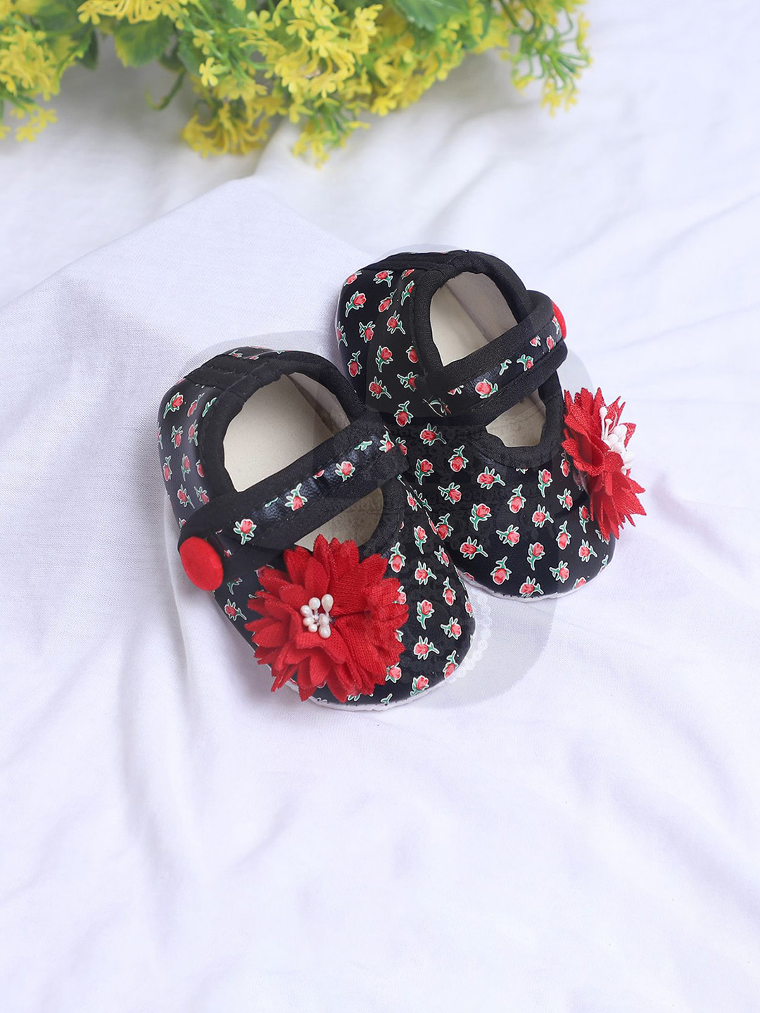 COCO CANDY Girls Black Coco Candy Floral Flap Booties