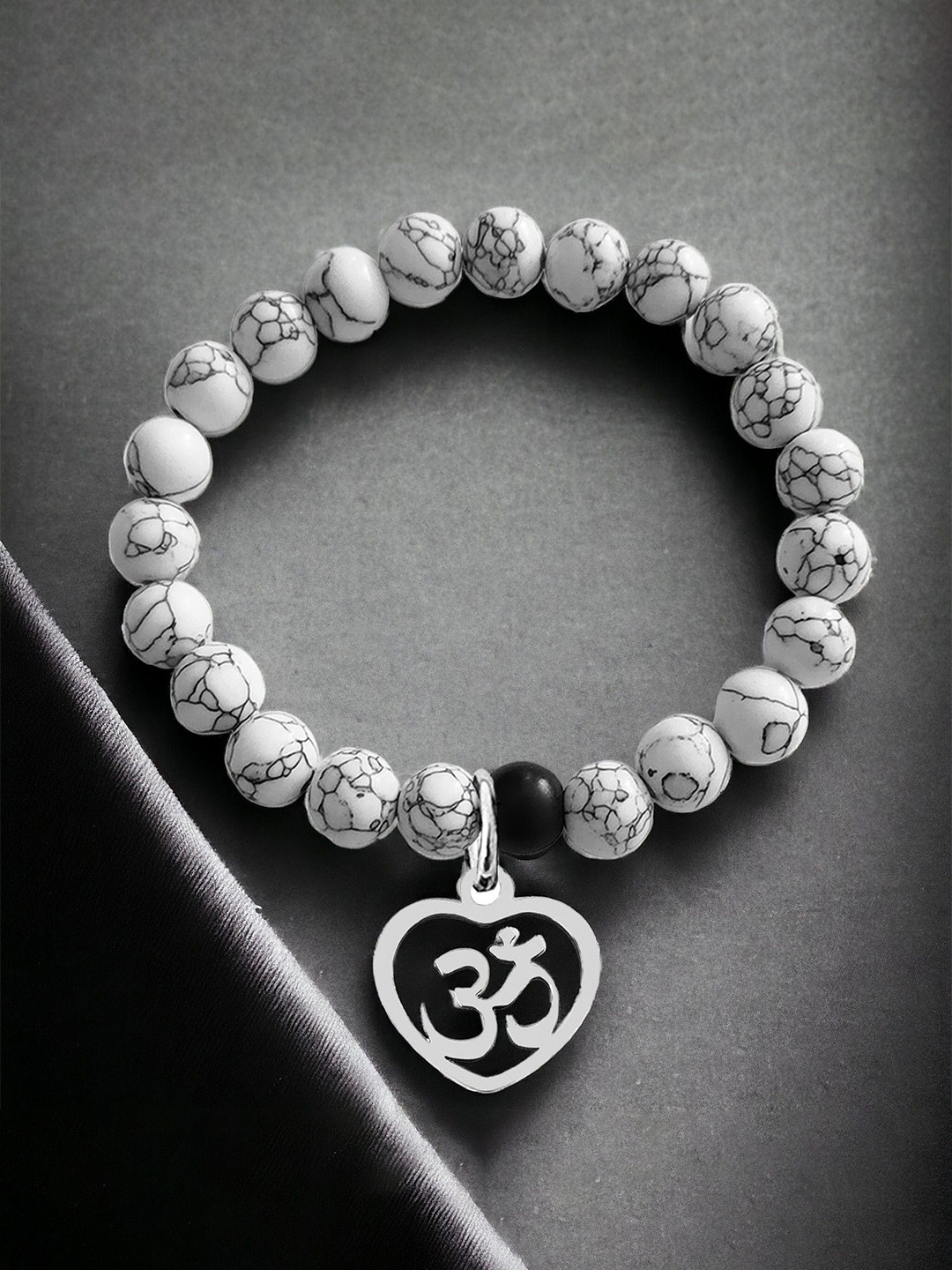 M Men Style Natural Gemstone Artificial Beaded Elasticated Bracelet