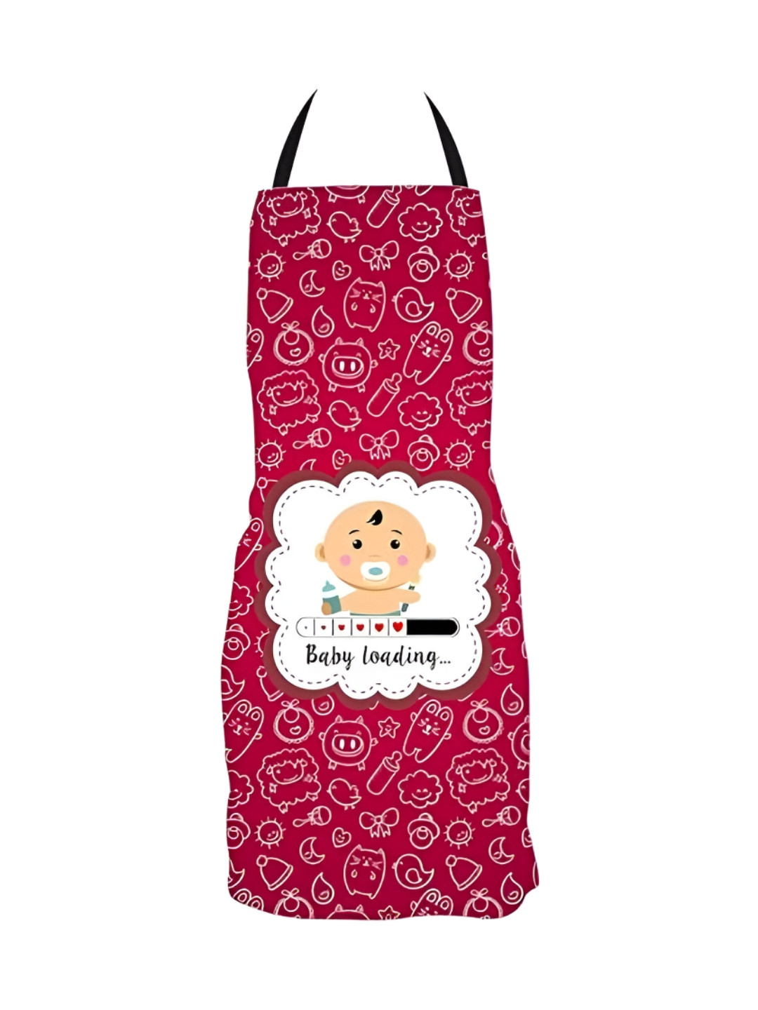 THEYAYACAFE Pink & White Printed Velvet Waterproof Mother's Day Apron