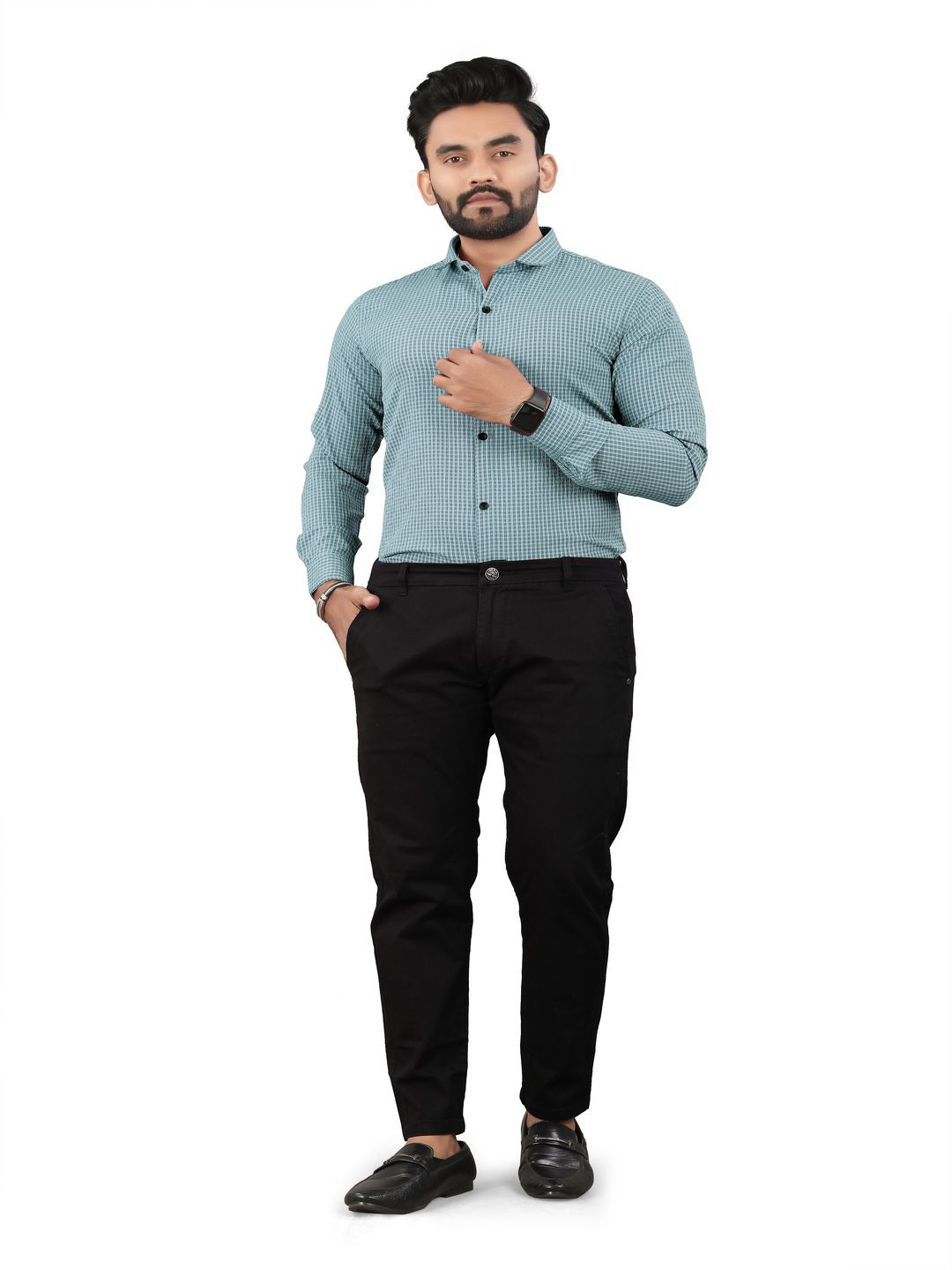 JEEVAAN - THE PERFECT FASHION Men Micro Checked Spread Collar Casual Shirt
