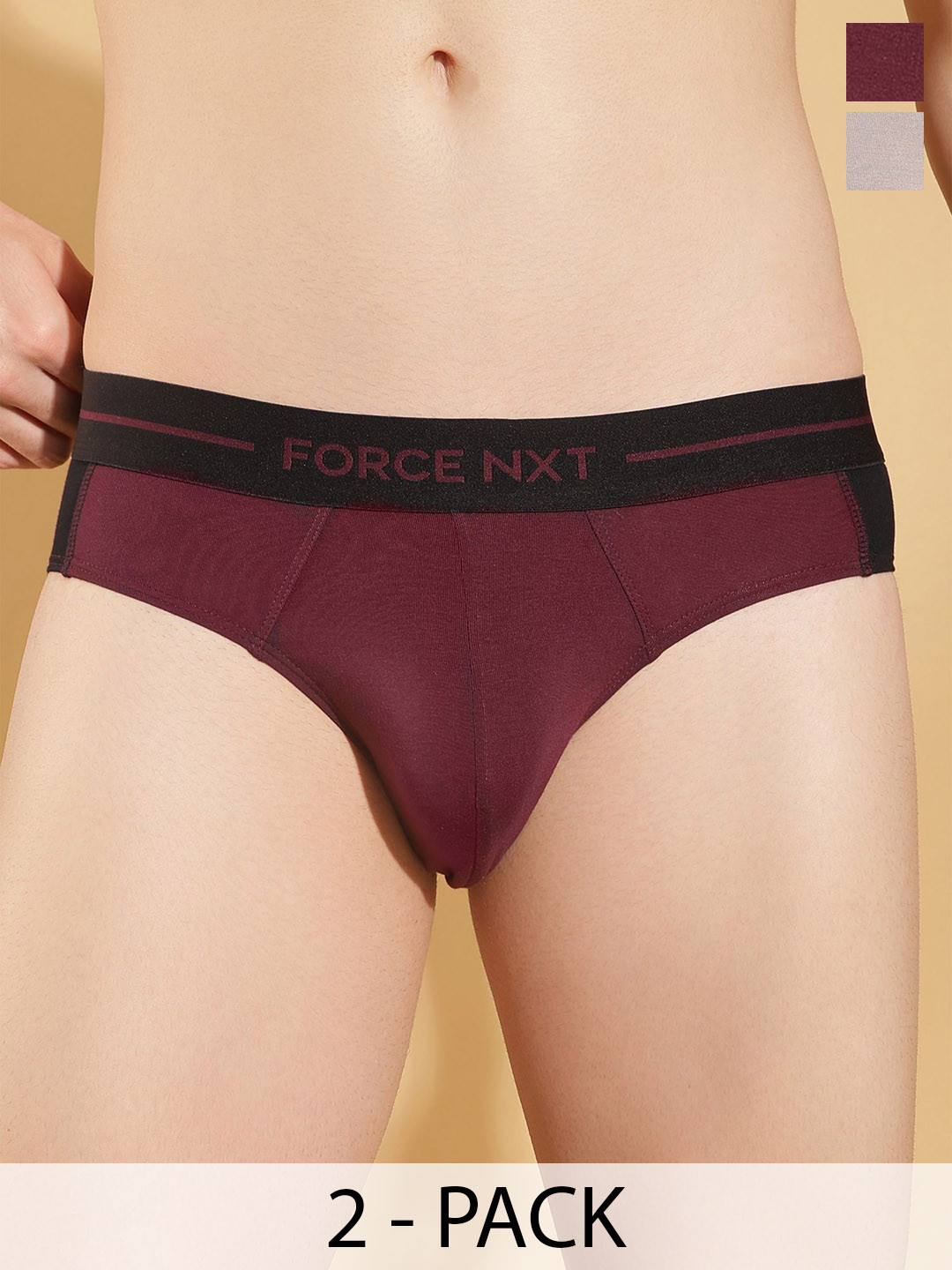 Force NXT Men Pack Of 2 Cotton Basic Briefs MNFS-12-COL-51-PO2-Assorted