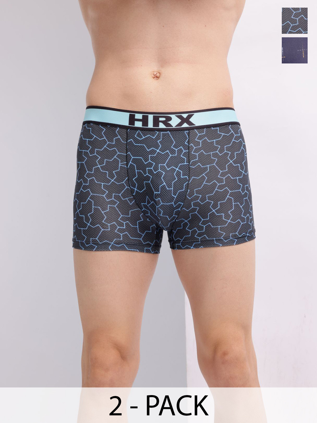 HRX by Hrithik Roshan Men Pack Of 2 Printed Short Trunks HTO-PV-Print-102-109-S