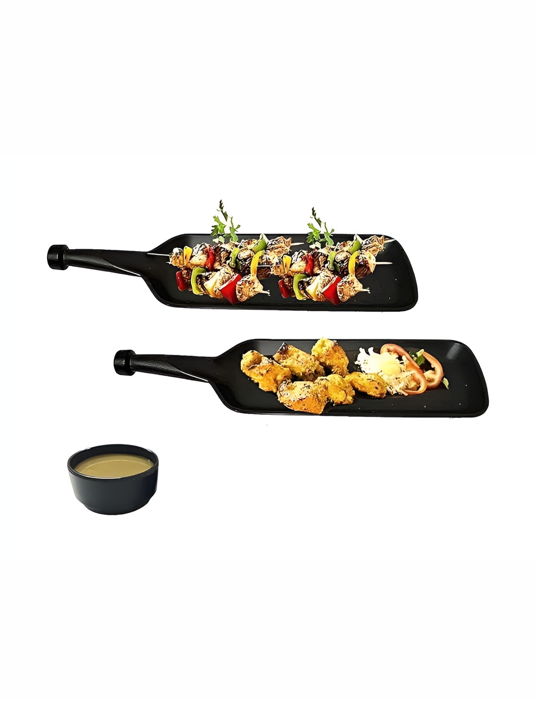 Decor Vibes Black Melamine 3 Pieces Dishwasher Safe Food Platter