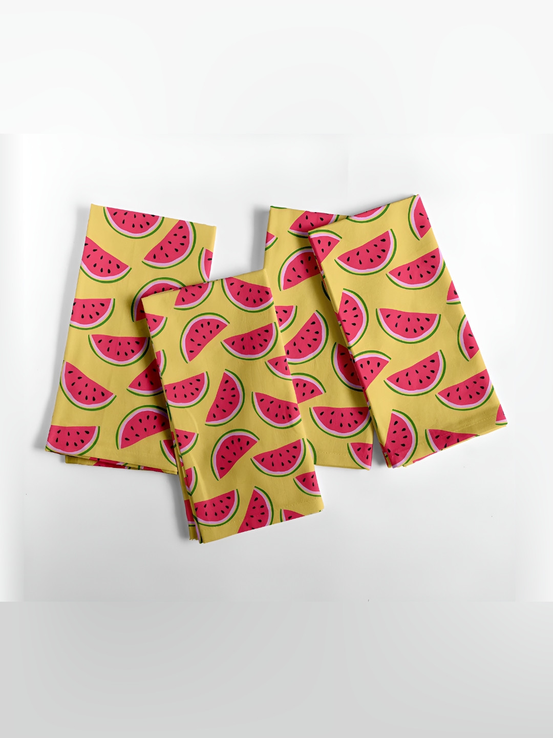 Vargottam 12 Piece Yellow & Pink Printed Cotton Table Napkins