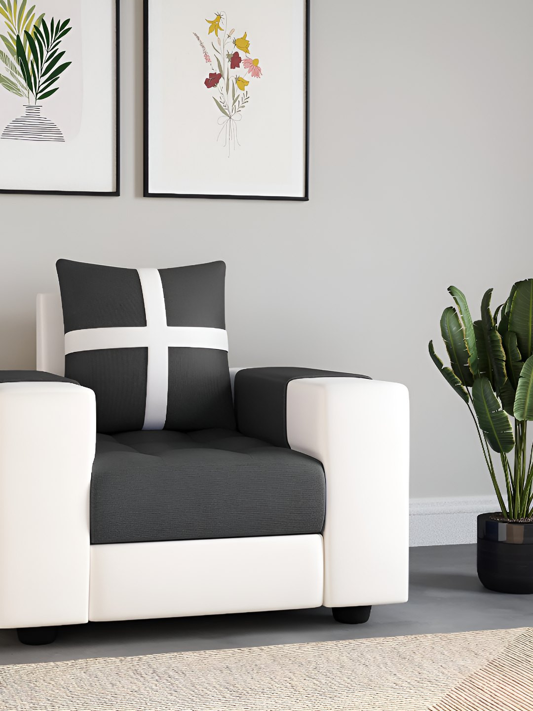 Torque Black 1 Seater Sofa Set